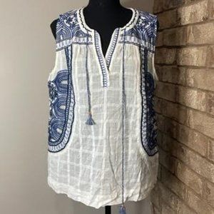 Lucky Brand Embroidered Boho Sleeveless Top